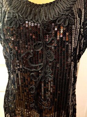Objects D'art Black Sequin Embroidered Sleeveless Sweater Womens 8 Whimsigoth